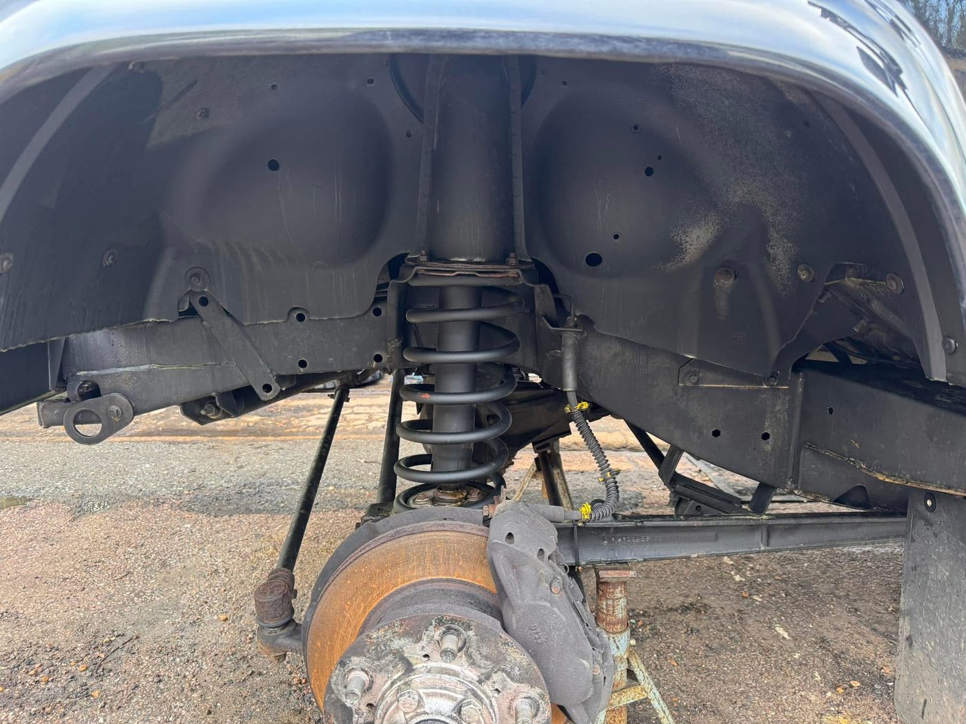 Underbody after Lanoguard — cleaned and sealed